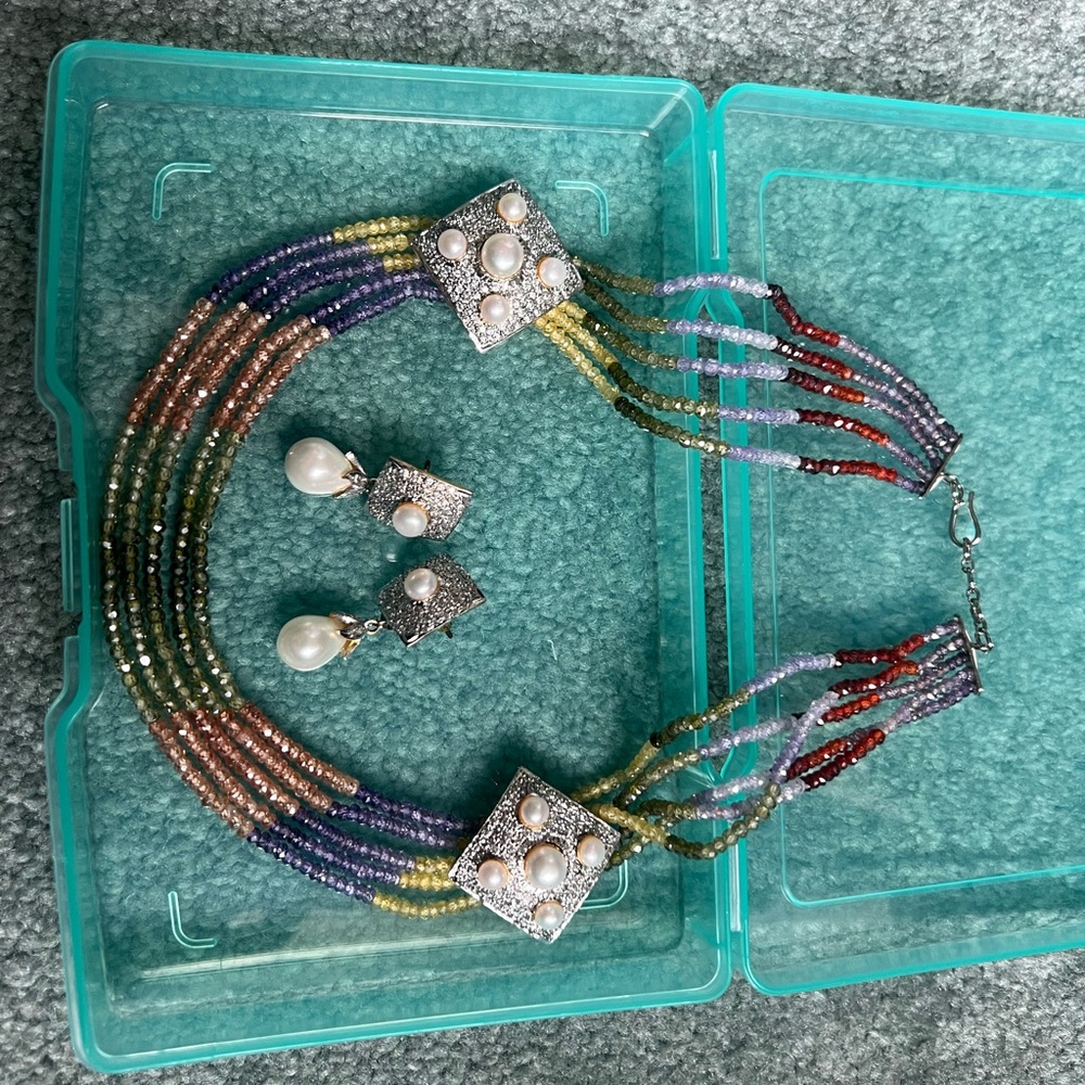 Multicolor Beaded Necklace and Earring Set